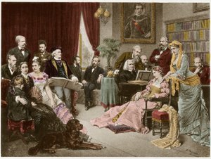 Richard Wagner und Liszt in Bayreuth mit Cosima und Siegfried - nach Fritz Georg Papperitz von Friedrich Georg Papperitz