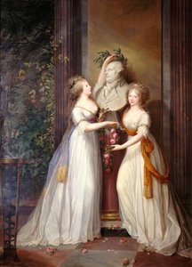 Die Prinzessinnen Louise und Frederica von Preußen krönen die Büste von Friedrich Wilhelm II., 1795