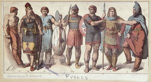 Kostüme der fränkischen Soldaten, ca. 1880 von Friedrich Hottenroth