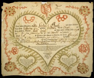 Geburts- und Taufurkunde, ca. 1800 von Friedrich Krebs