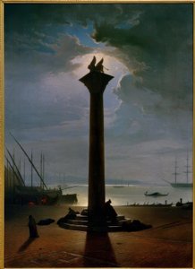 Die Markussäule in Venedig bei Mondlicht