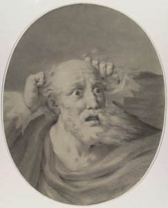 Alter Mann mit Bart, der sich die Haare rauft von Friedrich Rehberg