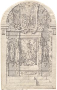 Ein aufwendiger Altar mit der Auferstehung Christi und dem Martyrium des Heiligen Andreas von Friedrich Sustris