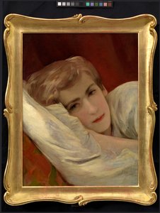 Friedrich (Fritz) Amerling auf dem Krankenbett (Sohn des Künstlers) von Friedrich von Amerling