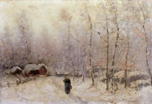 Frau mit Kind in Winterlandschaft von Frithjof Smith Hald