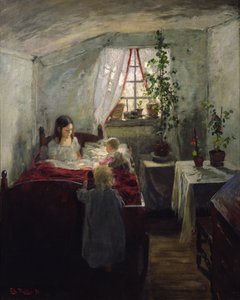 Innenraum mit Kindern von Fritz Thaulow
