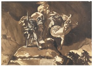 Die Hexen schweben über Macbeth und Banquo