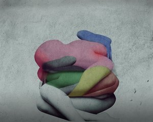 Bunte abstrakte Umarmung von Fuyuki Hattori