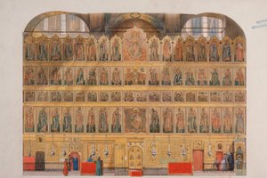 Die Ikonostase in der Mariä-Entschlafens-Kathedrale im Moskauer Kreml