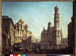 Der Kathedralenplatz im Moskauer Kreml. Gemälde von Fyodor Yakovlevich Alexeev (1753-1824).