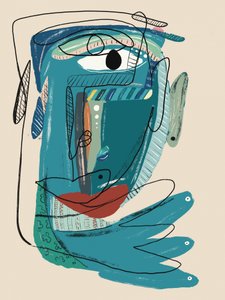 Abstraktes blaues Gesicht von GIovanna Gil Alves
