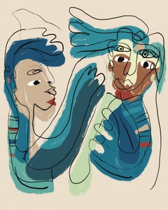 Ausdrucksstarke abstrakte Gesichter