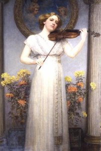 Porträtstudie (Dame spielt Geige) von G. Grenville Manton