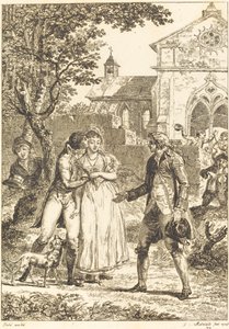 Der erwiderte Kuss: Der geliehene Kuss von G. Mallesteste after Jacques Louis François Touzé