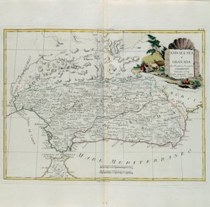 Andalusien und Granada, Stich von G. Zuliani aus Band I des Neuesten Atlas, veröffentlicht in Venedig 1776 von Antonio Zatta, Privatsammlung