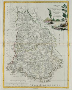 Die Gouvernements von Dauphiné, Provence, das Comtat Venaissin und das Fürstentum Orange, Stich von G. Zuliani aus Band I des Neuesten Atlas, veröffentlicht in Venedig 1777 von Antonio Zatta, Privatsammlung