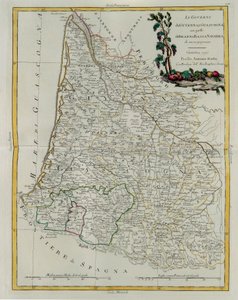 Die Gouvernements von Guyenne und Gascogne mit Béarn und Unter-Navarra, Stich von G. Zuliani aus Band I des Neuesten Atlas, veröffentlicht in Venedig 1776 von Antonio Zatta, Privatsammlung