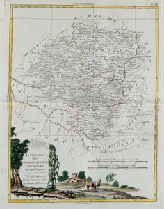 Die Gouvernements von Limousin, Quercy und Périgord, Stich von G. Zuliani aus Band I des Neuesten Atlas, veröffentlicht in Venedig 1776 von Antonio Zatta, Privatsammlung