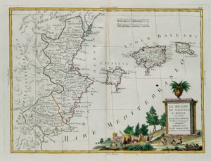 Königreiche Valencia und Murcia mit den Balearen und Pityusen, Stich von G. Zuliani aus Band I des Neuesten Atlas, veröffentlicht in Venedig 1775 von Antonio Zatta, Privatsammlung