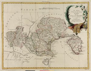 Landgebiet des Staates Veneto, unterteilt in seine Provinzen, Stich von G. Zuliani aus Band II des "Neuesten Atlas" veröffentlicht in Venedig 1782 von Antonio Zatta, Privatsammlung