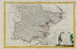 Provinz Essex, Stich von G. Zuliani aus Band I des "Neuesten Atlas" veröffentlicht in Venedig 1779 von Antonio Zatta, Privatsammlung