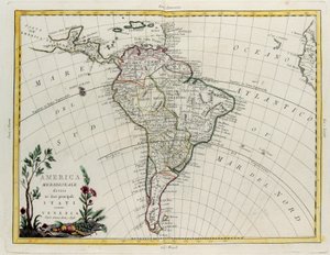 Südamerika, aufgeteilt in seine Hauptstaaten, Kupferstich von G. Zuliani aus Band IV des "Neuesten Atlas" veröffentlicht in Venedig von Antonio Zatta, Privatsammlung