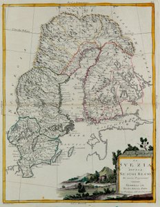 Schweden, aufgeteilt in seine Königreiche, Gravur von G. Zuliani aus Band III des "Neuesten Atlas" veröffentlicht in Venedig 1781 von Antonio Zatta, Private Sammlung
