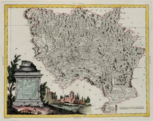 Gebiet von Florenz, Gravur von G. Zuliani aus Band II des "Neuesten Atlas" veröffentlicht in Venedig 1783 von Antonio Zatta, Private Sammlung