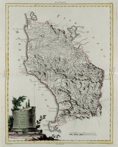 Gebiet von Pisa, Stich von G. Zuliani aus Band II des "Neuesten Atlas" veröffentlicht in Venedig 1783 von Antonio Zatta, Privatsammlung