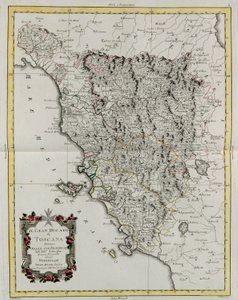 Das Großherzogtum Toskana, aufgeteilt in seine Provinzen, Gravur von G. Zuliani aus Band II des "Neuesten Atlas" veröffentlicht in Venedig 1783 von Antonio Zatta, Private Sammlung