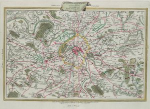 Der Umriss von Paris, die Gouvernements von Frankreich und Orléans, Stich von G. Zuliani aus Band I des Neuesten Atlas, veröffentlicht in Venedig 1776 von Antonio Zatta, Privatsammlung