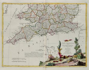 Der südliche Teil von England und des Fürstentums Wales, Stich von G. Zuliani aus Band I des Neuesten Atlas, veröffentlicht in Venedig 1778 von Antonio Zatta, Privatsammlung