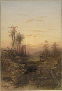 Sonnenuntergang in einer orientalischen Landschaft