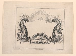 Wappenschild, aus "Recueil Nouveau de Differens Cartouche" von Gabriel Huquier