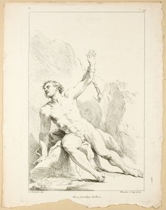 Figur, aus Premier livre de figures d’Academies gravées en Partie par les Professeurs de l’Académie Royale von Gabriel Huquier