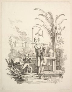Flötist und ein Kindertrommler, ca. 1742