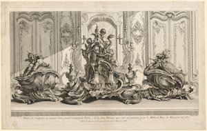 Werke von Juste-Aurèle Meissonier: Silbernes Skulpturprojekt für ein großes Mittelstück, ca. 1735-1737 von Gabriel Huquier