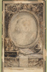 Allegorischer Rahmen mit einer Fledermaus von Gabriel Jacques de Saint Aubin