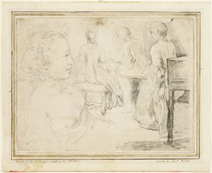 Vier Ansichten einer jungen Frau von Gabriel Jacques de Saint Aubin