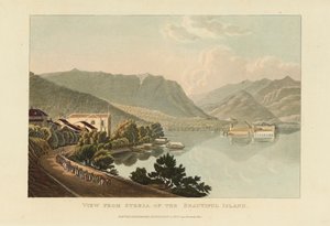 Blick von Stresa auf die schöne Insel Isola Bella, Lago Maggiore, vor 1820