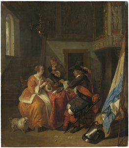 Ein Kartenspiel, ca. 1655-9 von Gabriel Metsu