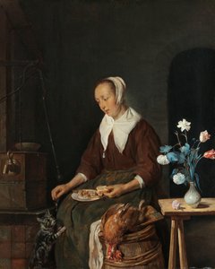 Frau beim Essen, bekannt als 