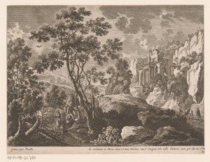 Landschaft mit der Taufe Christi im Jordan