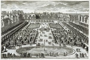 Ansicht des Parc du Palais Royal in Paris. Gravur von Perelle, Ende 17. Jahrhundert von Gabriel Perelle