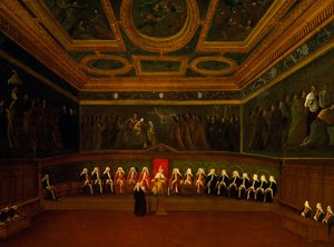 Ratssaal der Zehn in Venedig, von Gabriel Bella (1730-1799) von Gabriele Bella