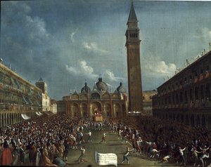 Prozession des Dogen und Geldverteilung an die Bürger auf dem Markusplatz