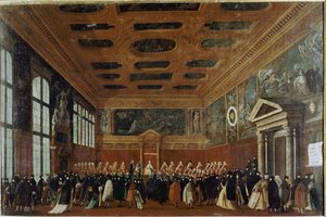 Empfang von Botschaftern im Collegio - Gemälde von Gabriele Bella