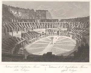 Inneres des Flavischen Amphitheaters, genannt Kolosseum von Gaetano Cottafavi