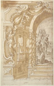 Entwurf für eine illusionistische Wanddekoration, mit einem König begleitet von Soldaten von Gaetano Lazzara