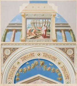 Lünette und Gewölbefeld mit Bau der Arche von Gaetano Savorelli
